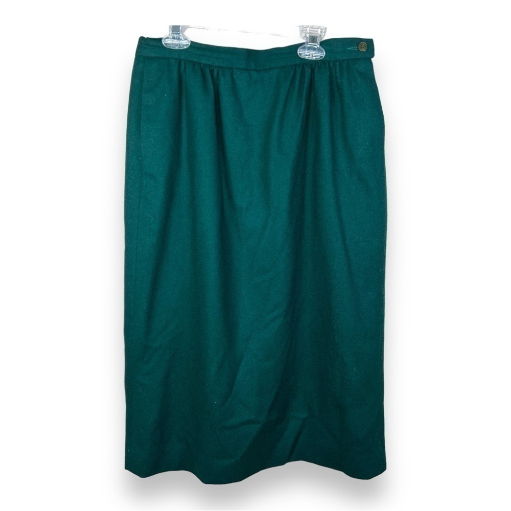 Vintage Pendleton Green Wool Skirt Womens Medium Pockets Retro